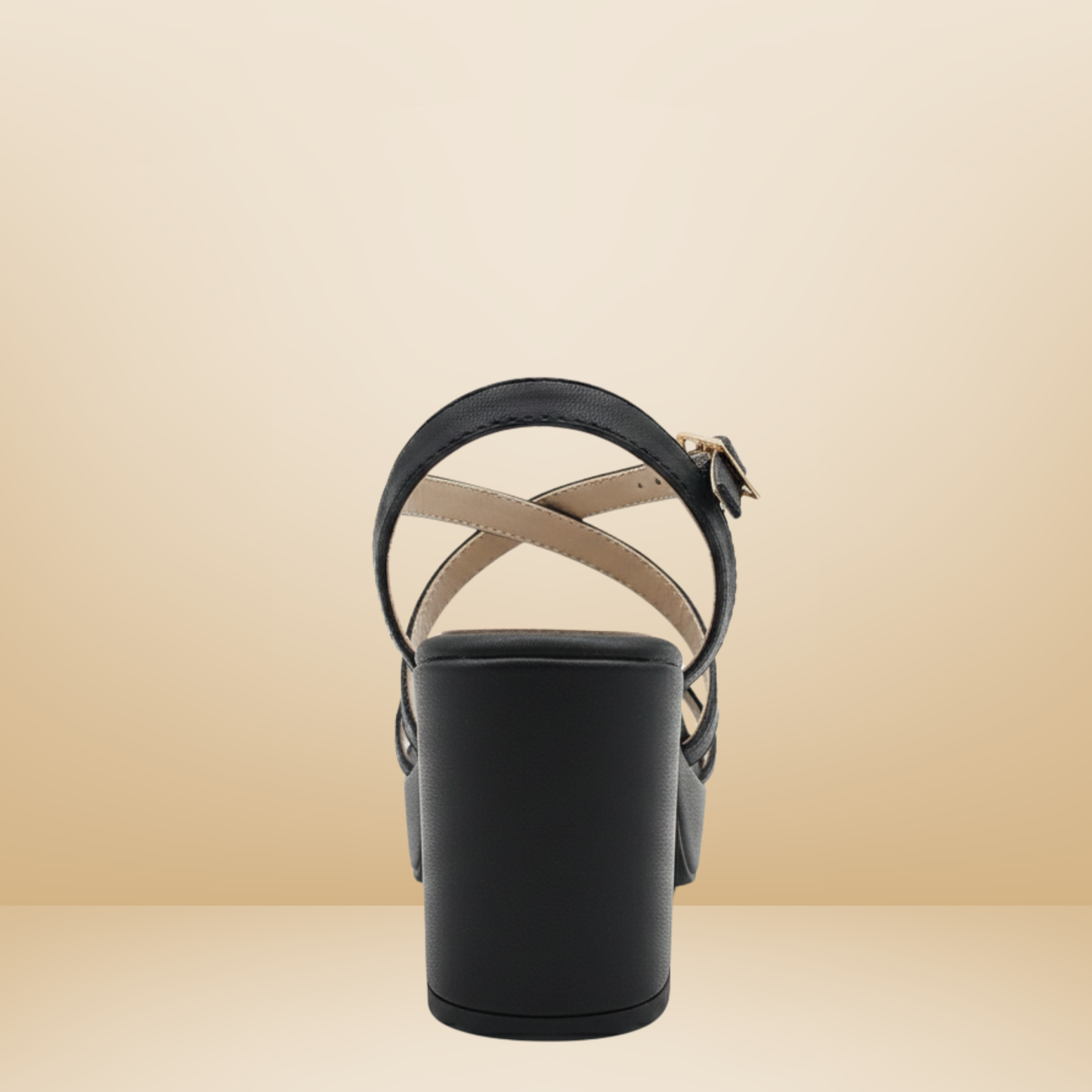 Sandalia camel con plataforma con detalles metálicos -Paulie- 5446