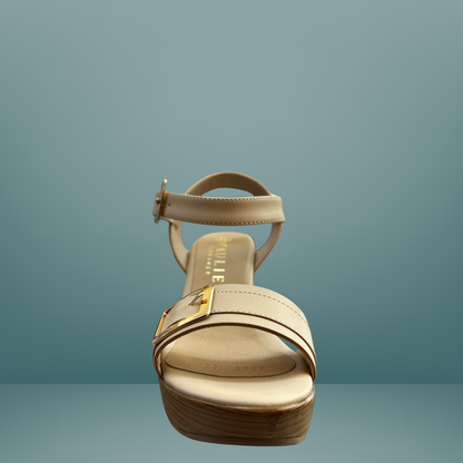 Sandalia de Plataforma Negra con Hebillas Doradas - Pauile- 3769