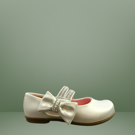 Balerinas Tropicana Blancos con Moño y Perlas-310017
