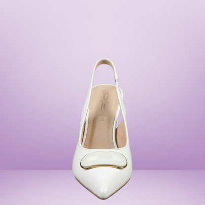 Slingback latte con tacón robusto- Beenclass-20149