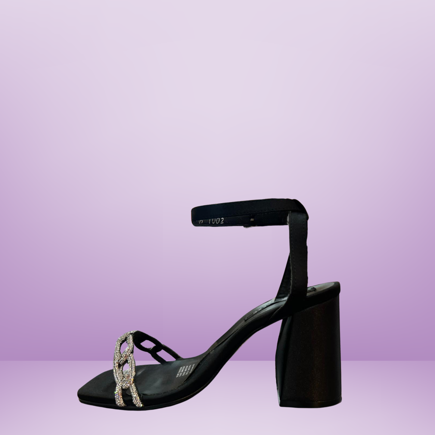 Sandalia de tacón con pulsera al tobillo - Negro duck -Zena 717