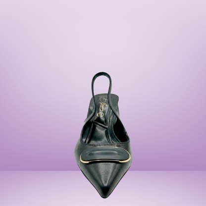 Slingback latte con tacón robusto- Beenclass-20149