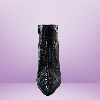 Botin de charol lizard para dama - Negro - 1971683