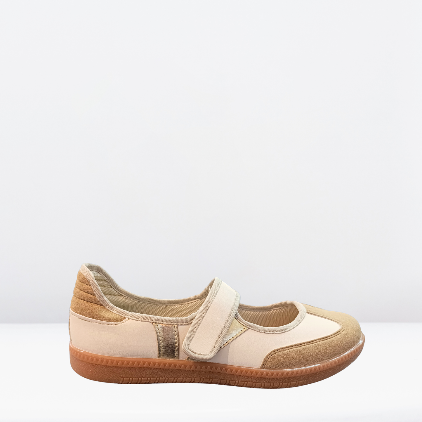 Balerina deportiva beige con velcro-Vavito-928001
