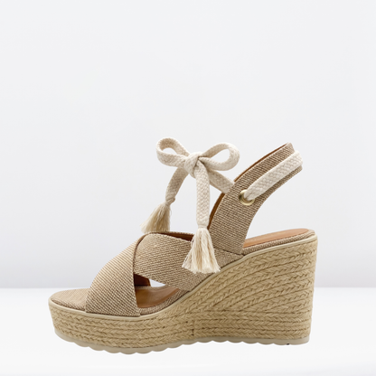 Sandalia de plataforma tipo yute Beige- Beenclass-19840