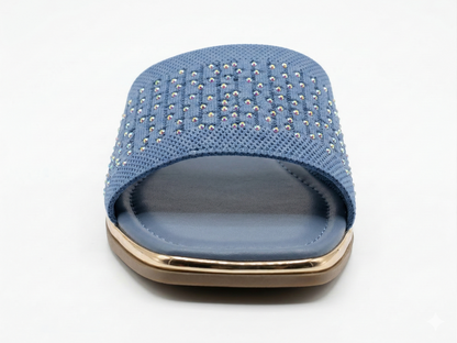 Sandalia azul con detalles de piedra tornasol - Beenclass-19833